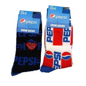 Pepsi Soda Pop Novelty 2 Pair Adult Men Crew Size 6-12 NWT